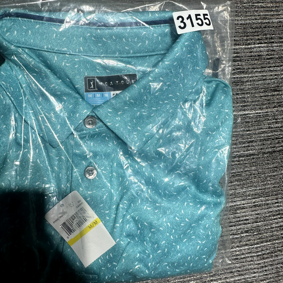 PGA Tour Polo Shirt Men's M Blue Geometric Pro Series Athletic Fit Short Sleeve - Picture 12 of 12